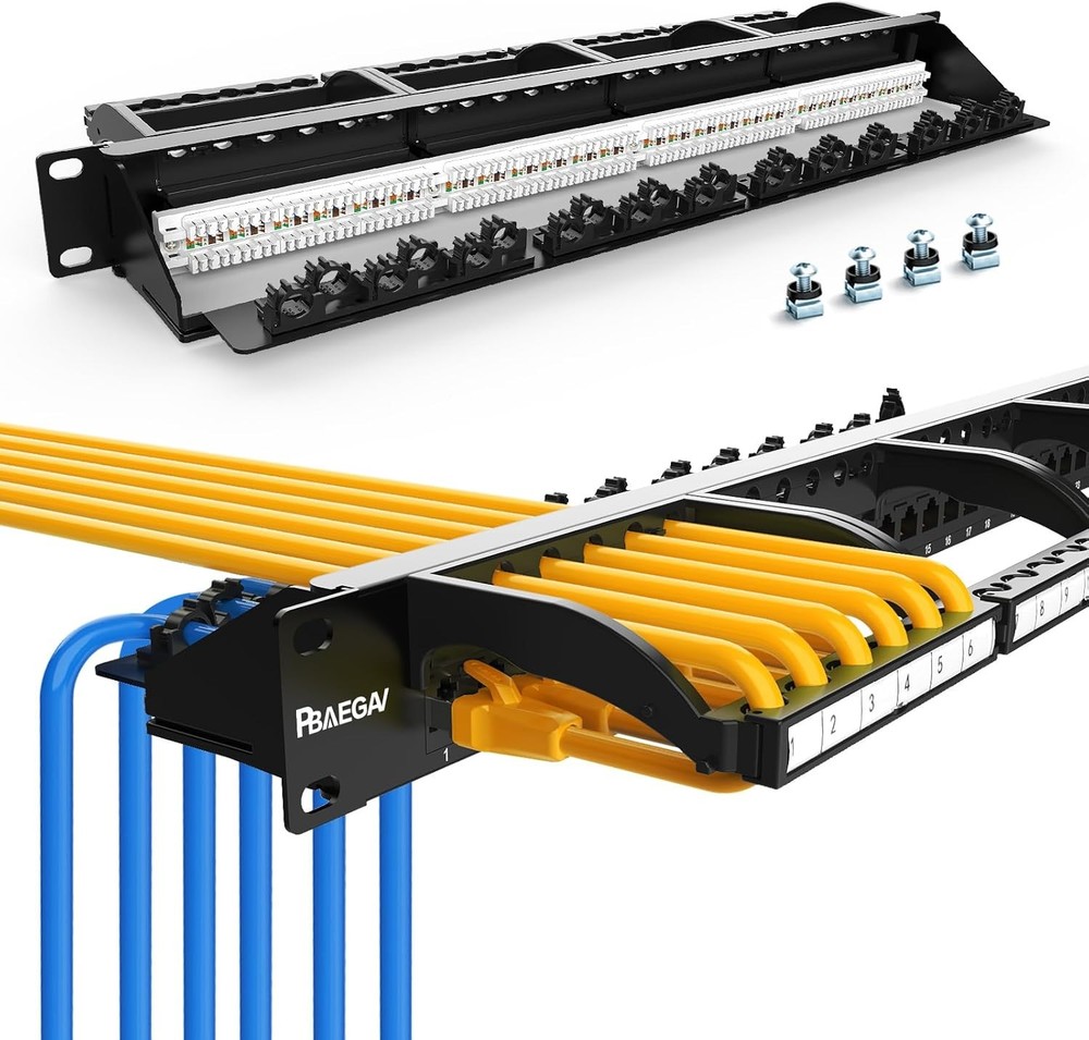 24 Port - Keystone Patch Panel, Cat6 10Gbps Network Panel for 1U 19"
