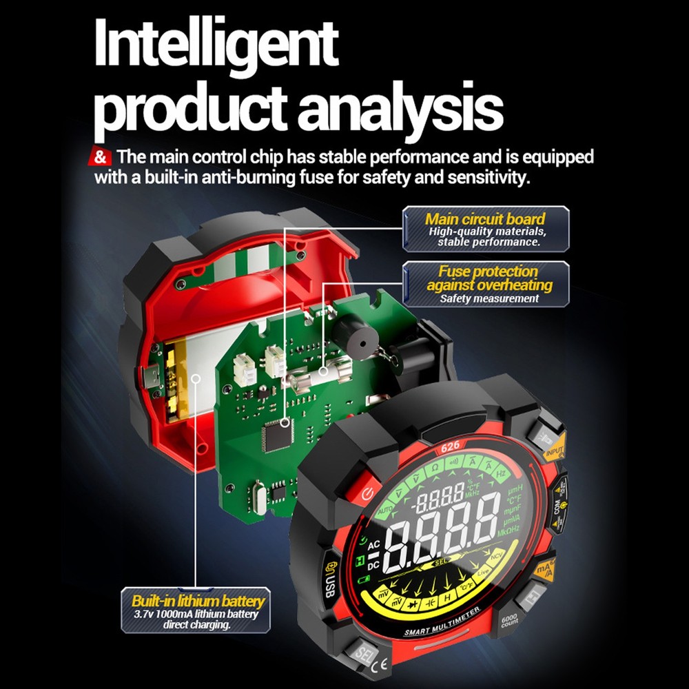 6000 Counts Multimeter With Backlit Display For Electricians WUJF