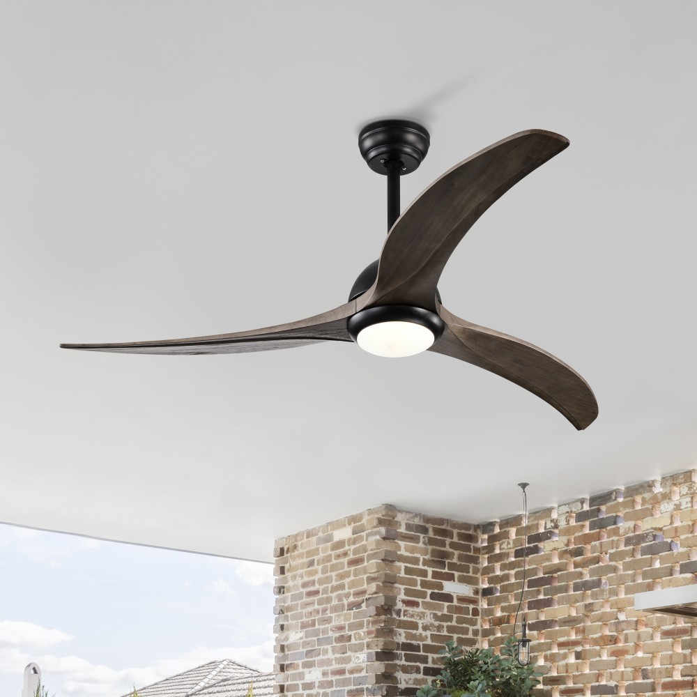 52"Solid Wood BladesCeilingFan Indoor Ceiling Fan With Light with Remote Control