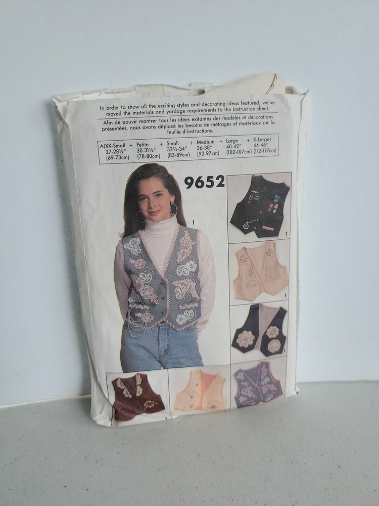 Simpliity 9652 Vintage 90's Crafts Easy to Sew Vest Pattern