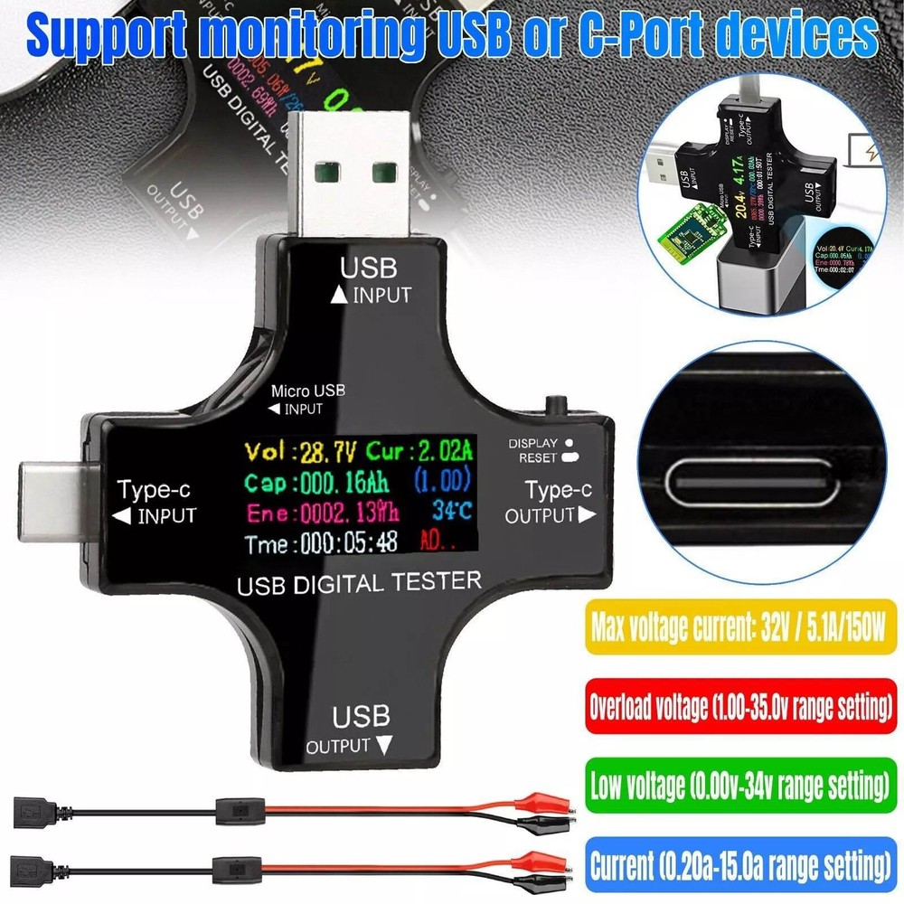 New USB Power Meter USB Power Meter Tester Accepts Maximum Power: 150W