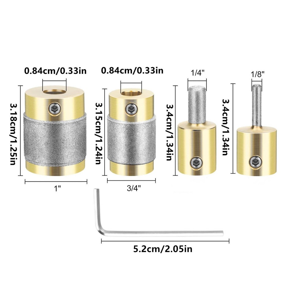 4PCS Diamond Bits for Stained Glass Grinder, Durable Replacement Grinder Heads