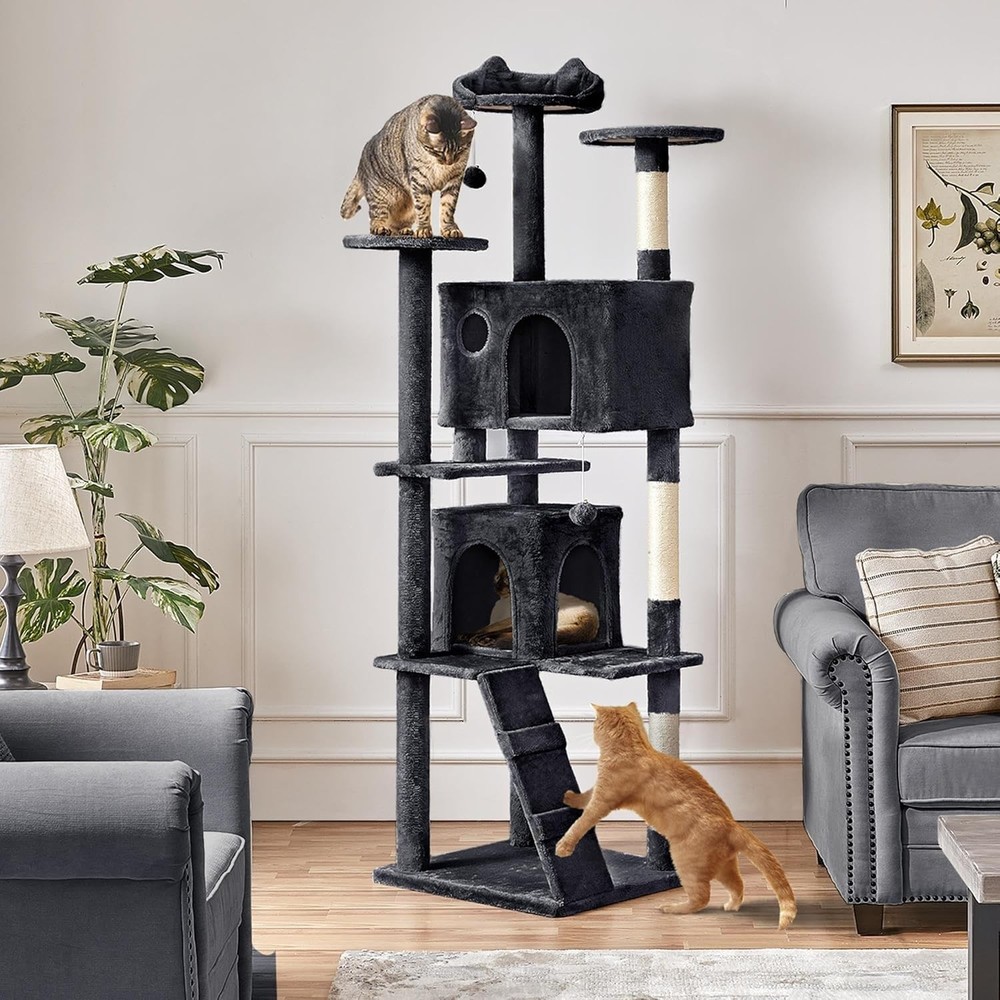 Larget Cat Tree, 80in Multi-Level Cat Tower with Cat Scratching Posts, Double...