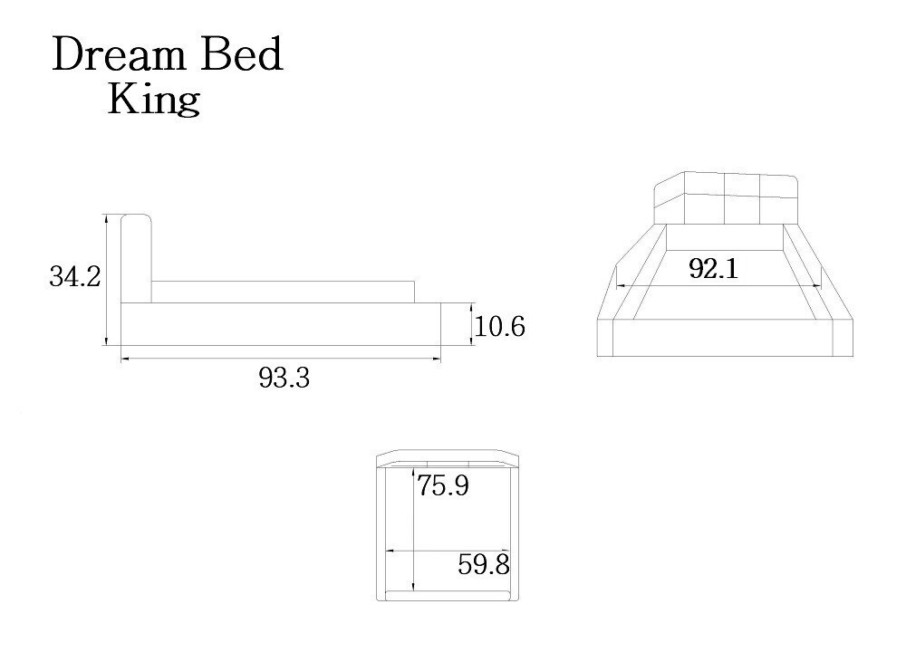 J&M Dream King Bed Set 3pc, White Color