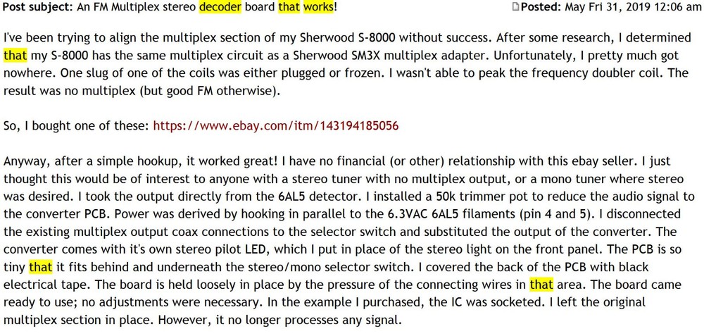 FM Stereo Decoder MPX DIY Board Vintage Tuner Upgrade