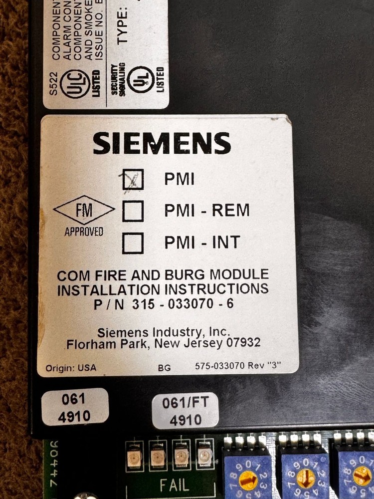 Siemens / Machine Interface Fire Alarm Panel / PMI / 315-033070-6