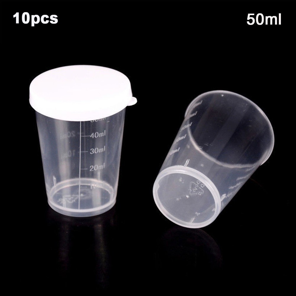 Measuring Cups Cup For School Laboratory Sample Storage With White Lids Cap 50ml