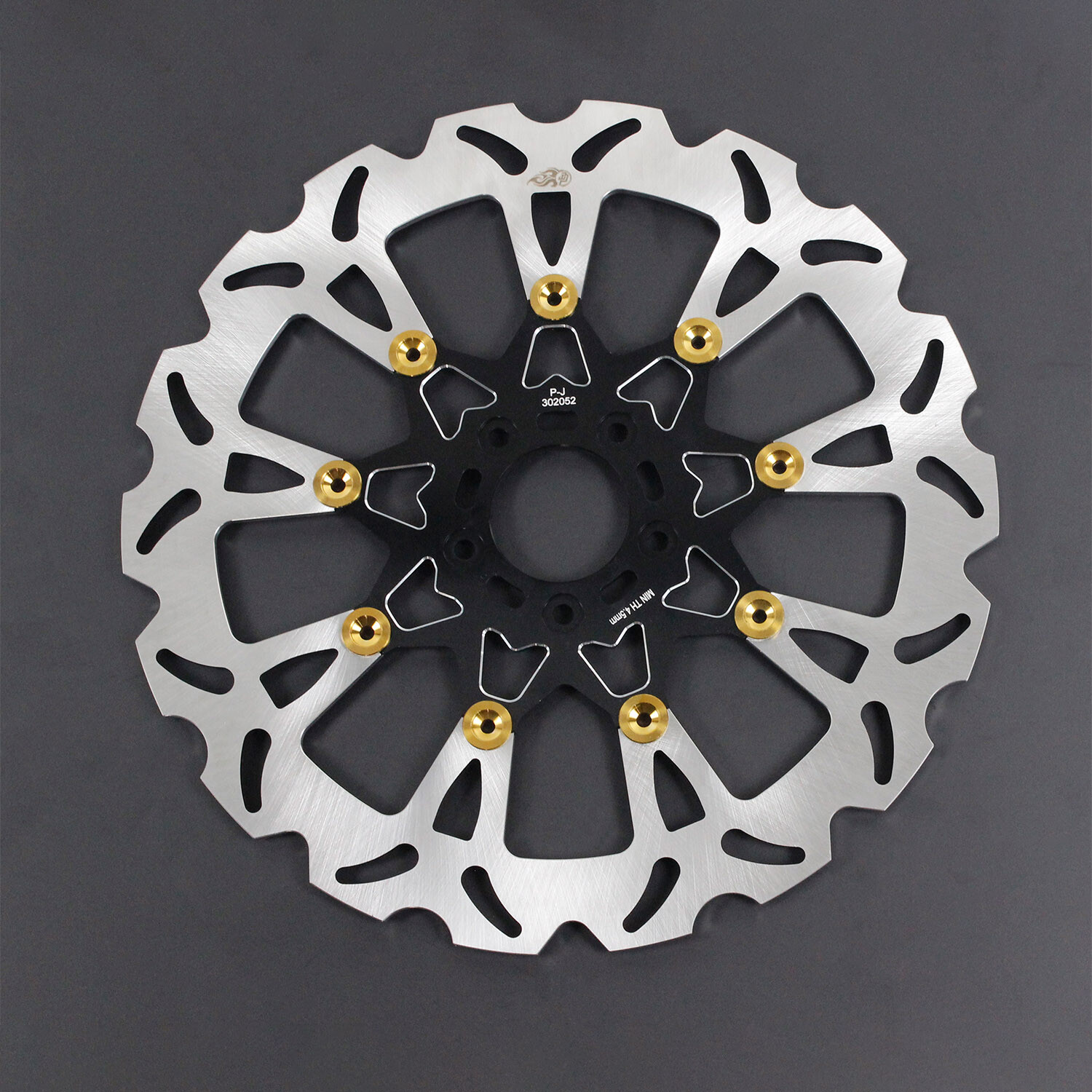 14" Big Black & Gold Front Brake Rotor for Harley 00-14 Dyna Softail 04-13 XL