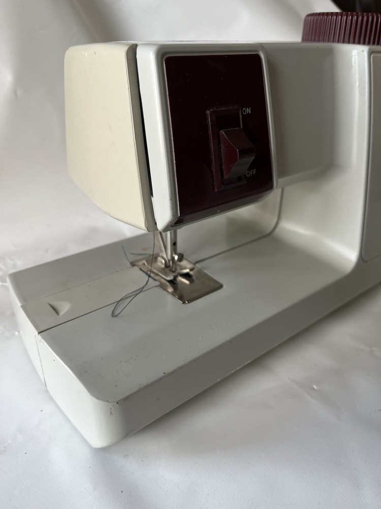 Vintage Singer Tiny Tailor Grey And Maroon Sewing Machine, Works!