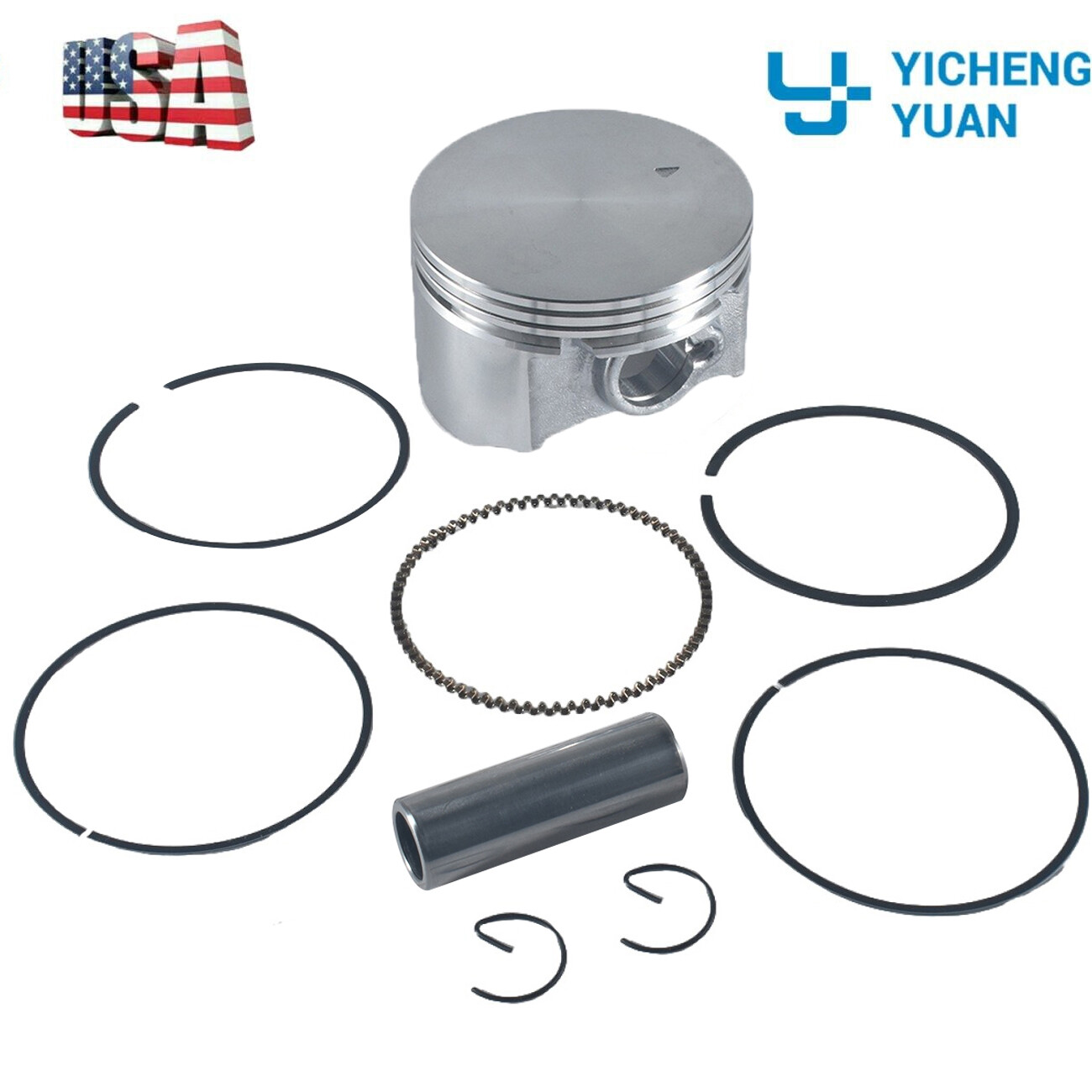 68mm Flat Top Piston Kit STD Bore For 196cc Chinese Clone & Honda GX160 GX200