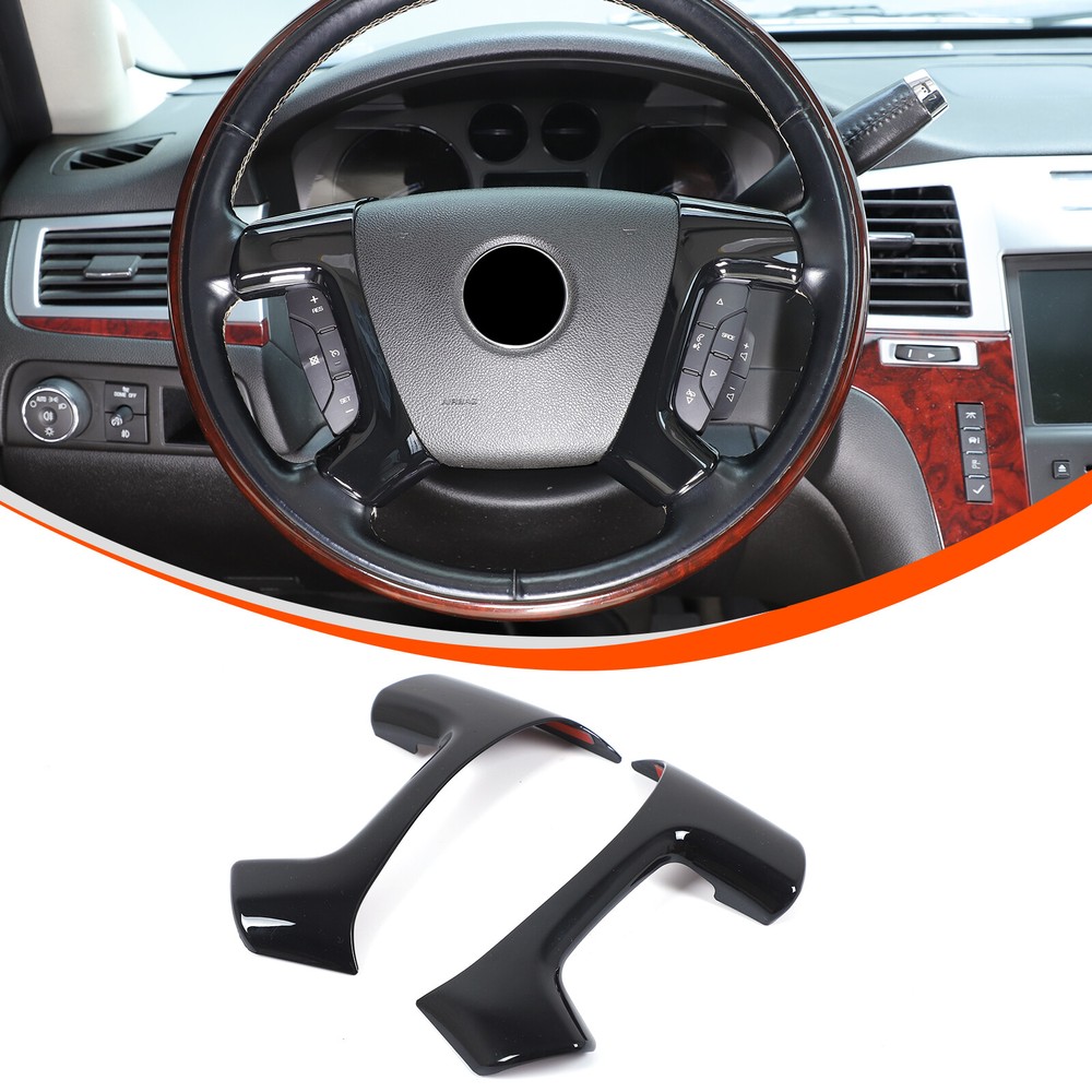ABS Gloss Black Steering Wheel Button Frame Cover For Cadillac Escalade 2007-14
