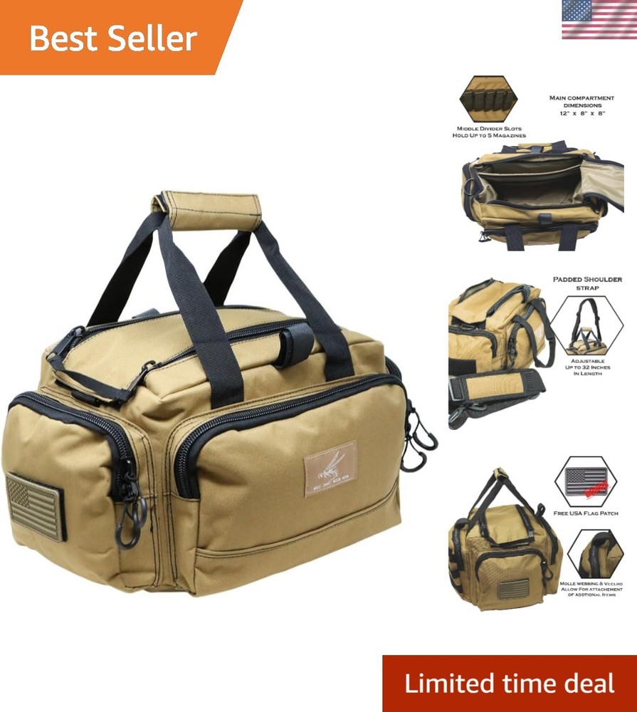 Versatile Tactical Range Bag - Easy Access with Dual Zippers, 4 External Pockets