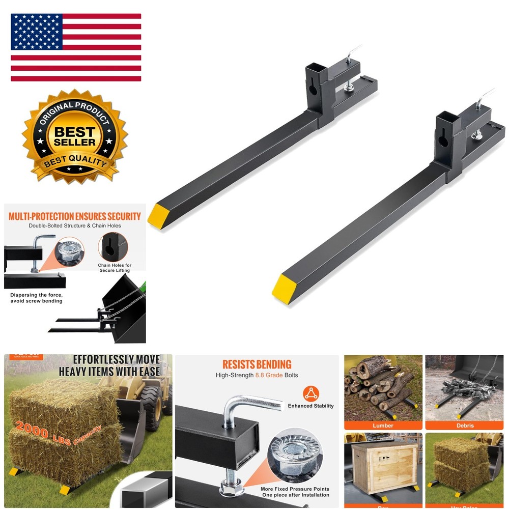 Efficient 2000lbs Capacity Forks for Tractor & Skid Steer | Easy Installation