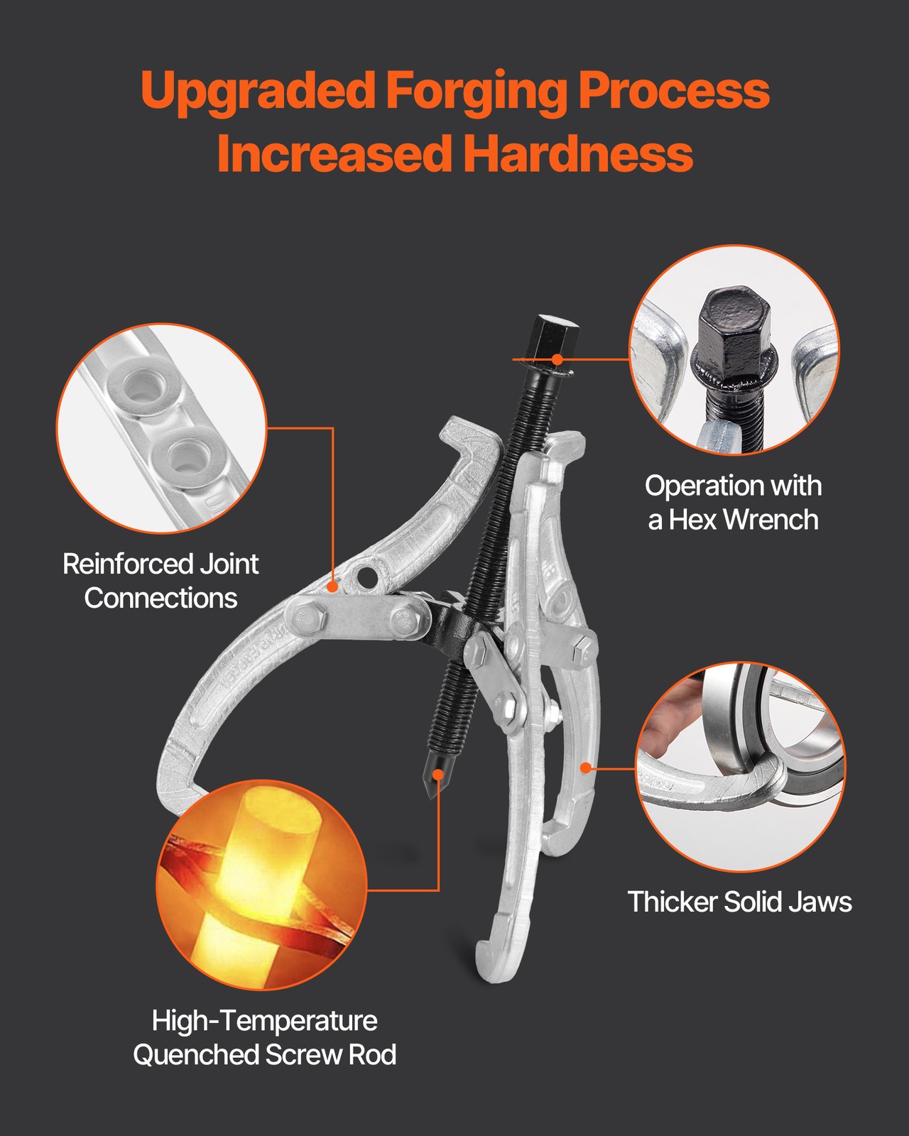 VEVOR 4Pcs 3 Jaw Gear Puller Set Gear Pulley Bearing Puller 3 in/4 in/6 in/8 in