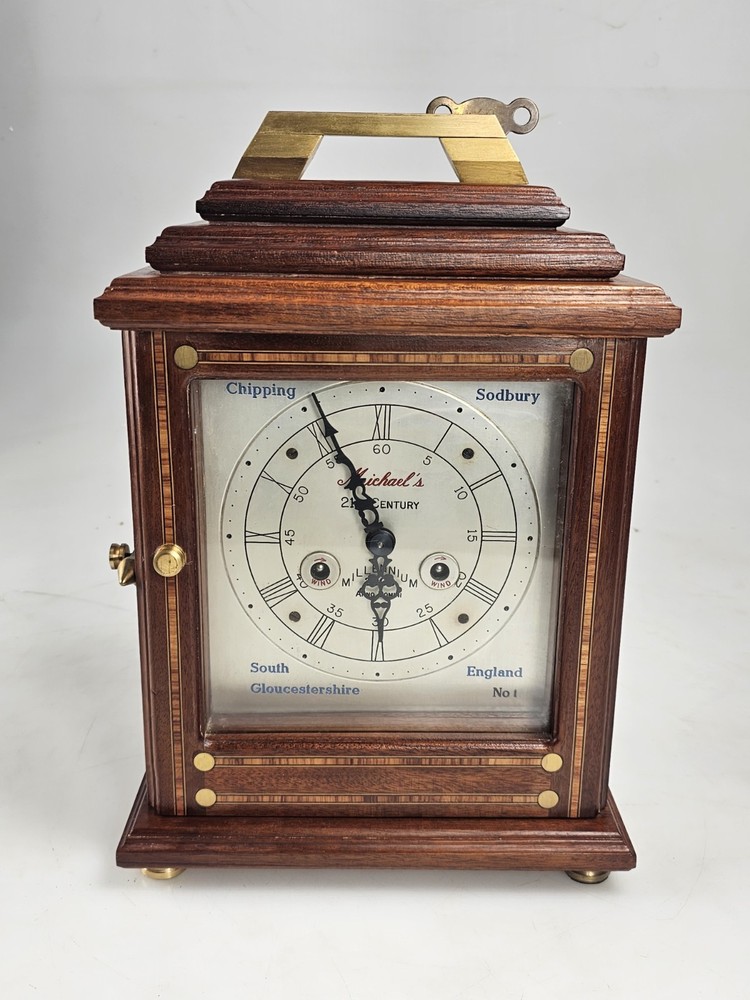 Rare Solid Oak 2 Bells Bracket Clock Chipping Sodbury