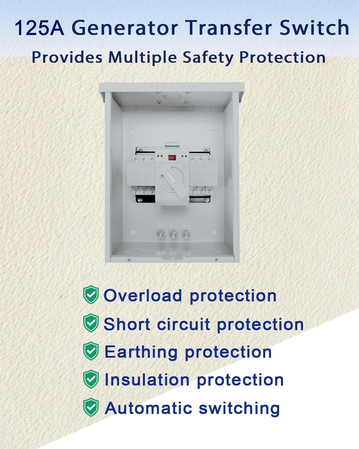 JACEPFY 125A Automatic Transfer Switch for Generator, 3P, 120/240V Dual...