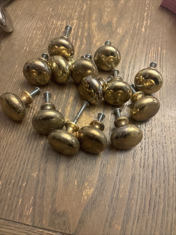 23 Brass/Silver  Mid Century Modern Drawer Pulls Knobs Hardware LOT