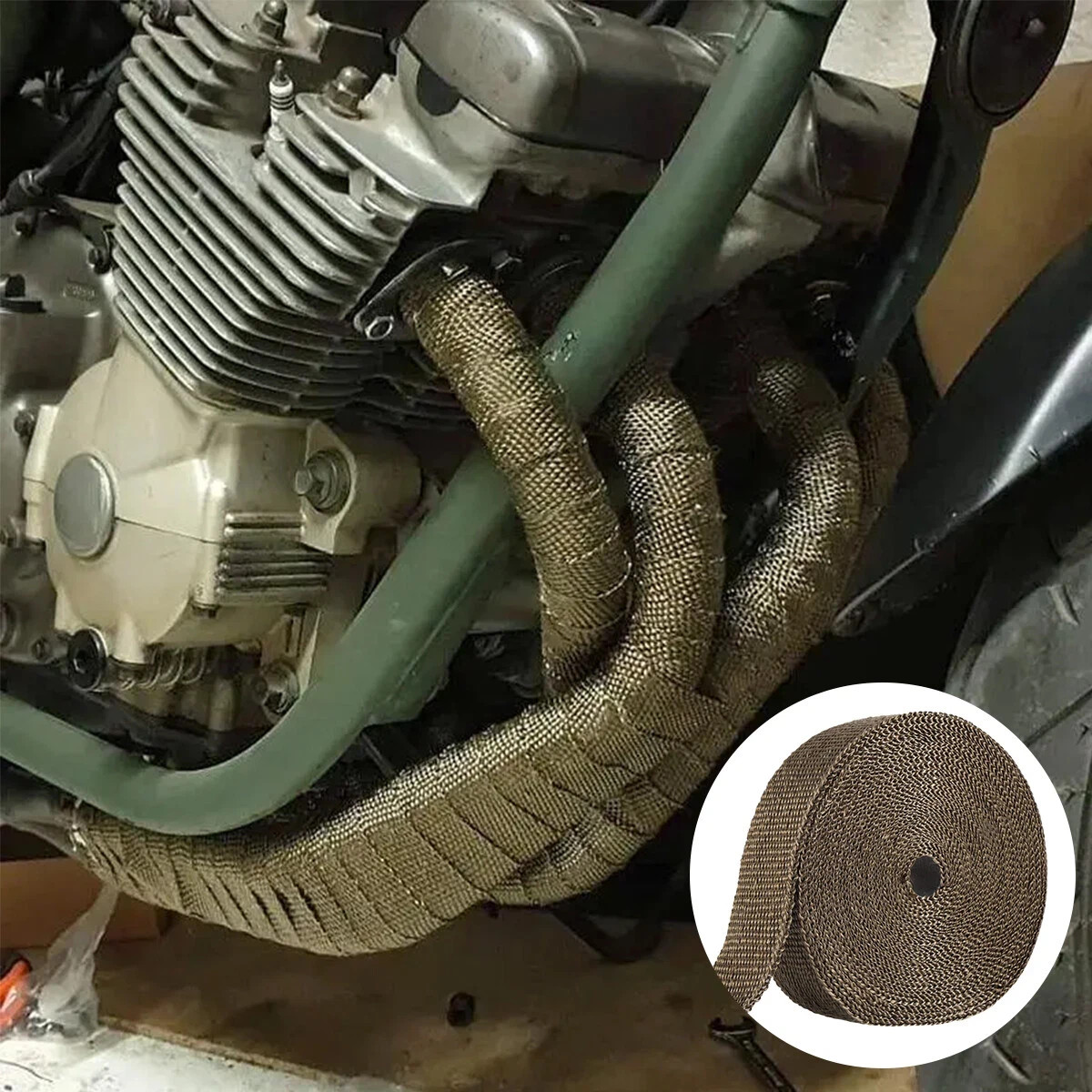 2" 50FT Titanium Exhaust Wrap Manifold Header Pipe Heat Wrap Tape w/ 10 Ties Kit