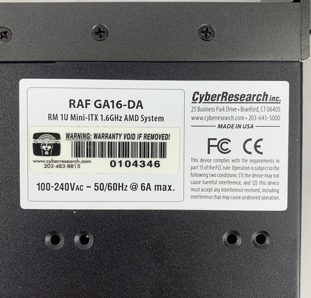 CyberResearch RAF GA16-DA RM 1U Mini-ITX Barebones Server Chassis