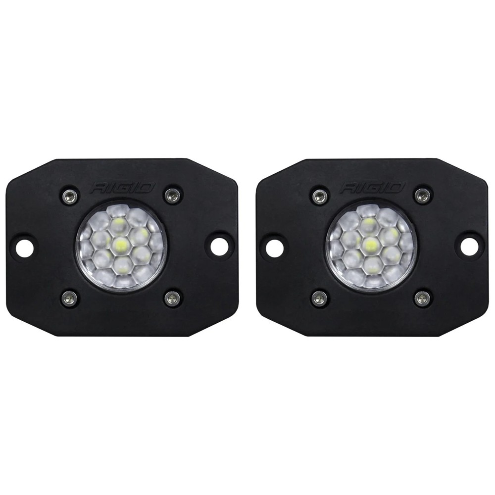 Rigid 20641 Ignite Flood Diffused White Rectangle LED Lights Pair Kit Set Black