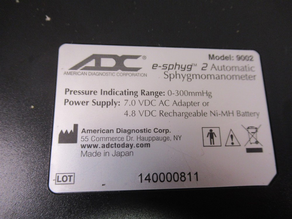 American Diagnostic ADC e-sphyg 2 Automatic Sphygmomanometer 9002