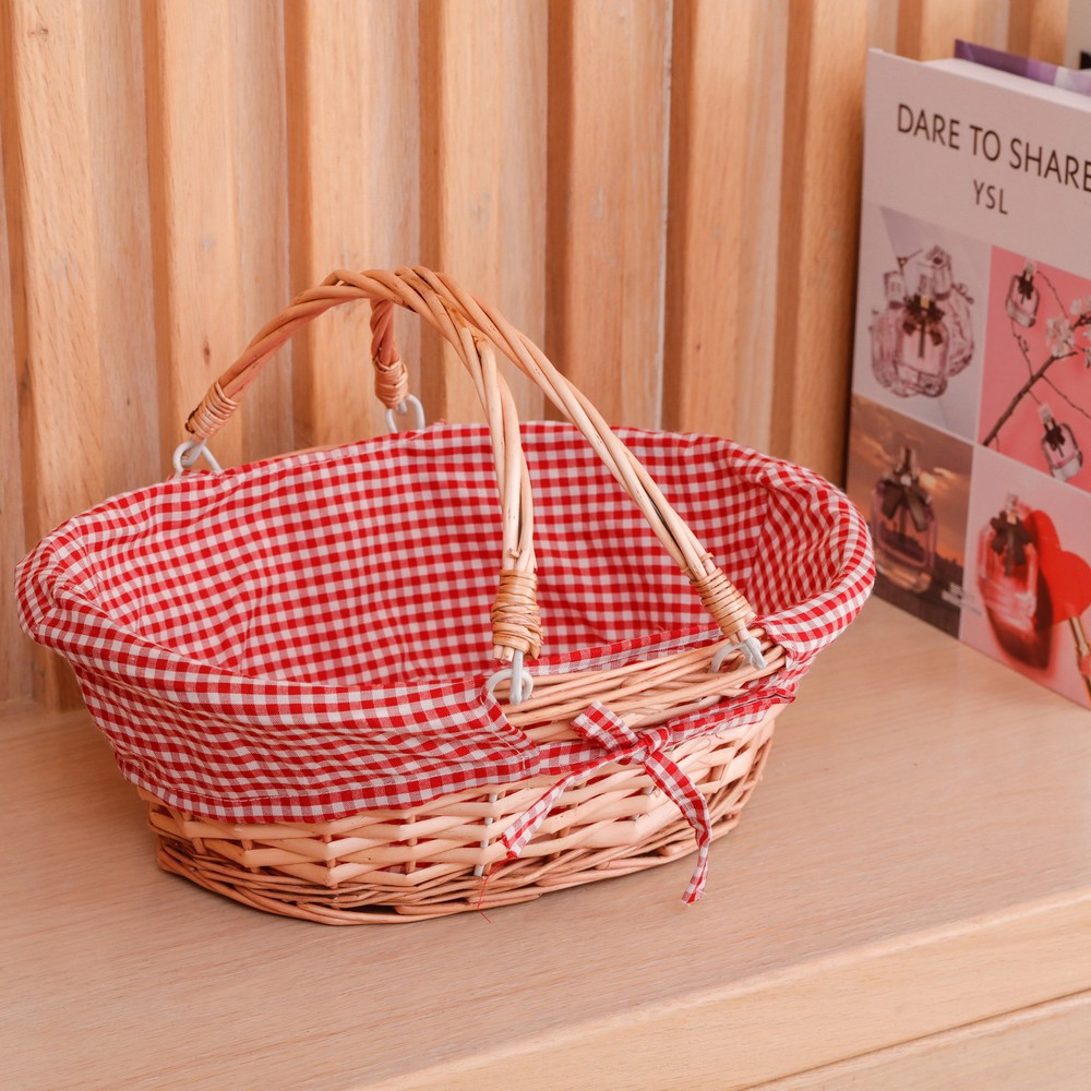 New Oval Willow Basket with Double Drop Down Handles