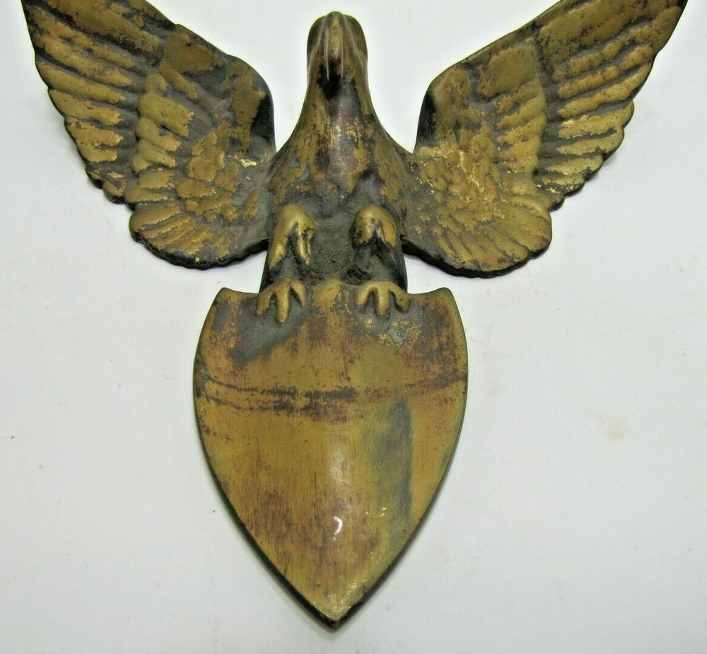 Spread Winged Eagle Shield Antique Brass Decorative Arts Hardware Element