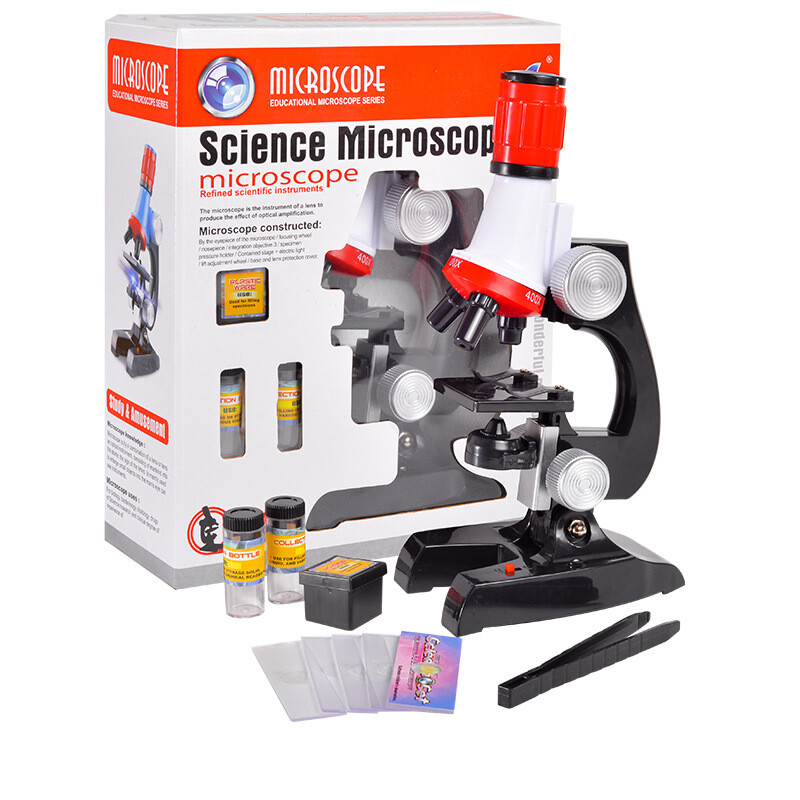 Kid Toy Microscope Science Kit 100X 400X 1200X Educational Lab Magnification