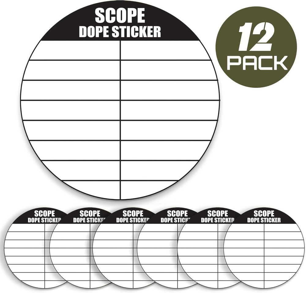 12 Pack Writable Scope DOPE Sticker for Long-Range Shooting- 1.5 Inch, White