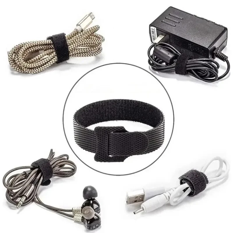 50 PCS Cable Straps Wire Cord Hook Loop Ties Reusable Fastening Organizer
