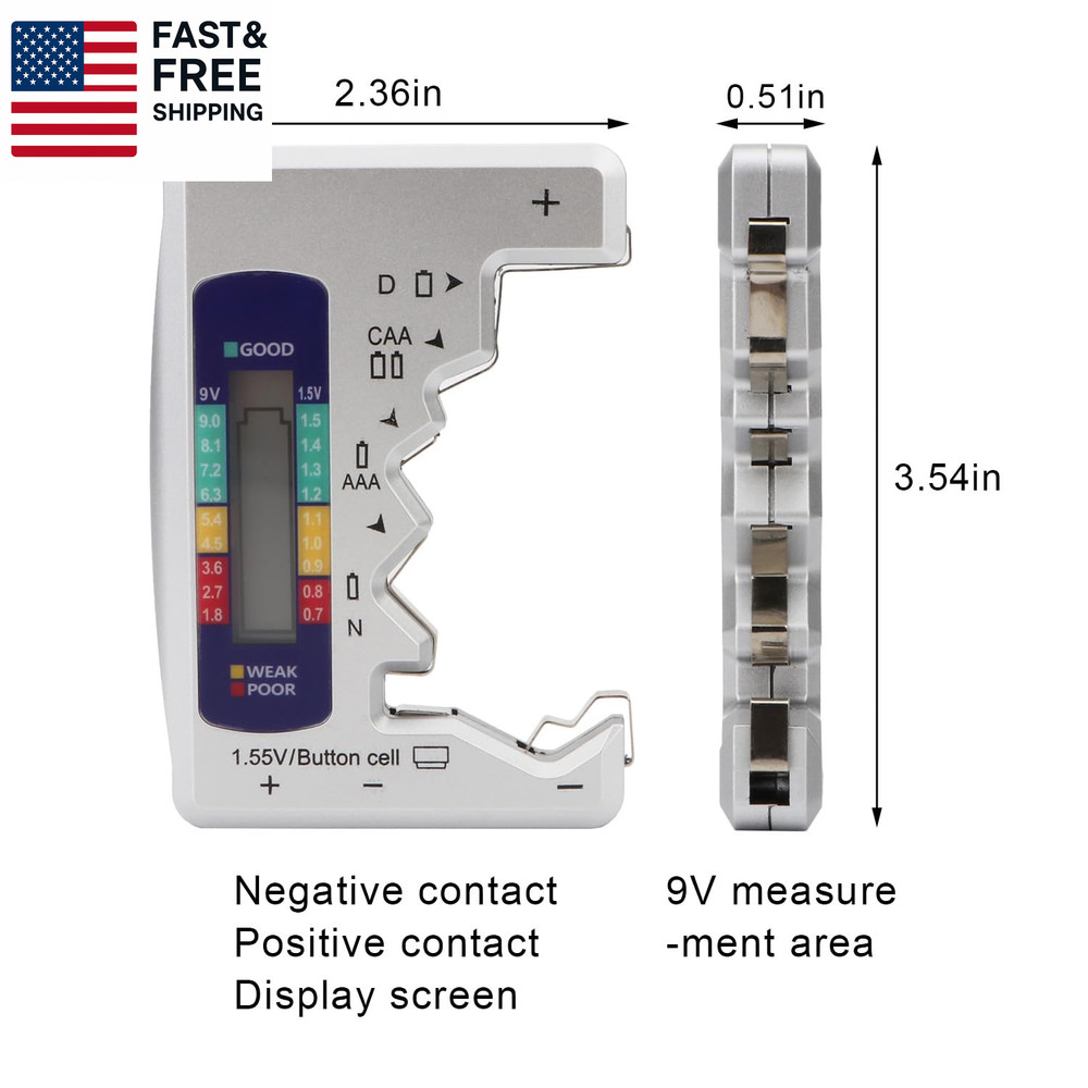 Battery Tester, Digital Universal Batteries Checker, Multi Purpose Small Battery