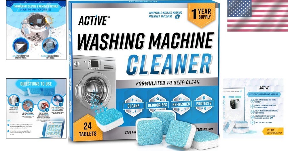 Eco-Friendly Washing Machine Cleaner Tablets - 24 Pack for Deep Cleaning