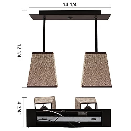 Decorative Fabric RV Light Fixture with On&Off Switch, LED Square Shape