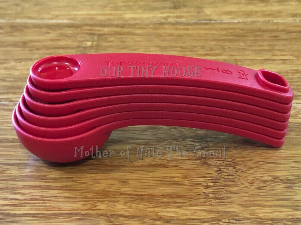 Tupperware Measuring Spoons Set 6 Red Nesting Scoops - New