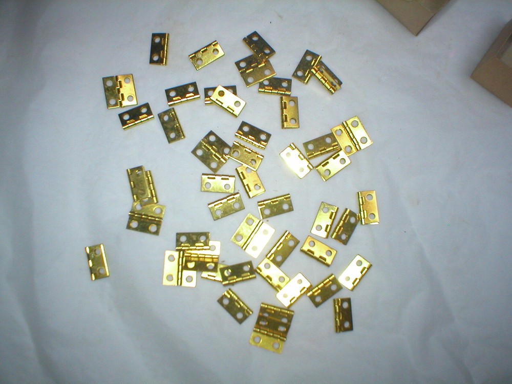 Vintage Solid Brass Hinges and Screws. 96 small hinges