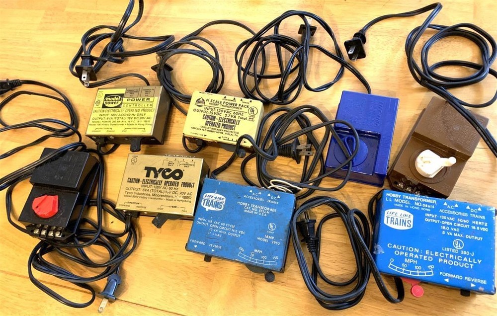 Lot of 8 Train Transformers Power Controller As Pictured UNTested Mixed Brands