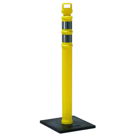 Delineator Post With Base, Polyethylene, 45 In H, Yellow, High-Intensity