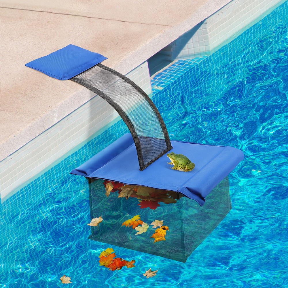 Pool Leaf Skimmer Net with Animal Escape Ramp Floating