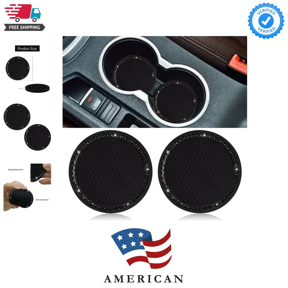 Car Cup Holder Coaster, 2 Pack Universal Bling Vehicle Insert 2.75" Diameter,...