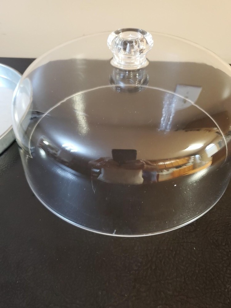Cake Pie Plate Galvanized Serving Tray with Dome Godinger