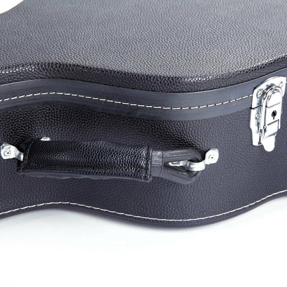 Glarry 39" Microgroove Black Hard Shell Guitar Case with Silver Lockable