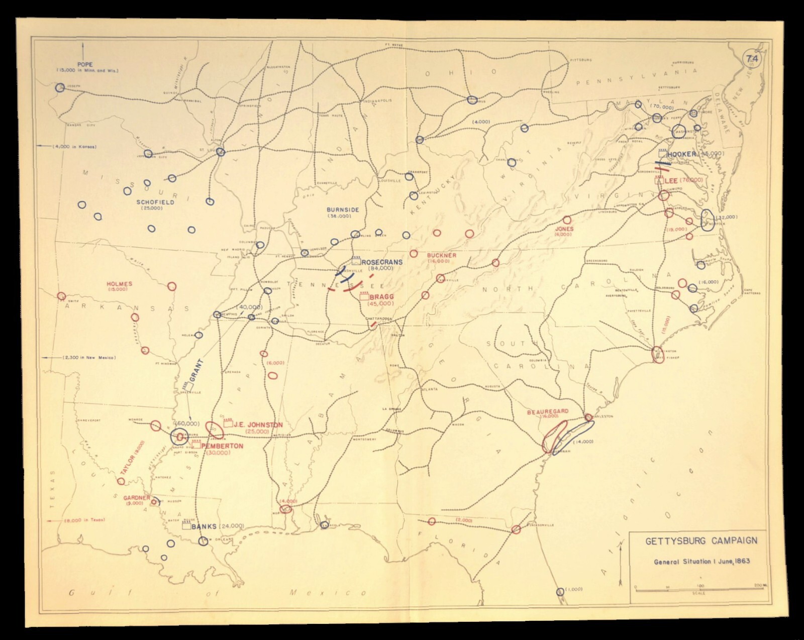 Overview Civil War Battlefield Map Army Positions Generals Situation June 1 1863