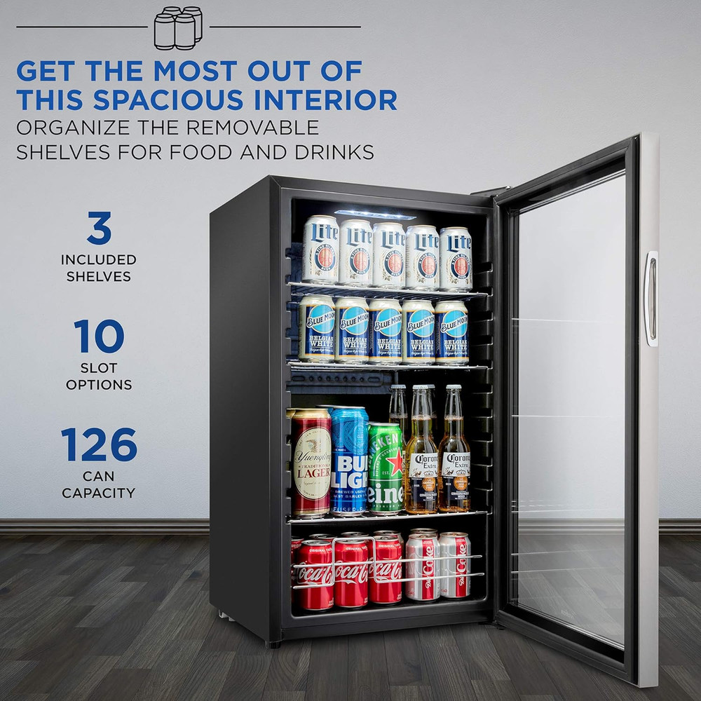 28-Bottle Wine Cooler & 126-Can Beverage Refrigerator Combo Bundle