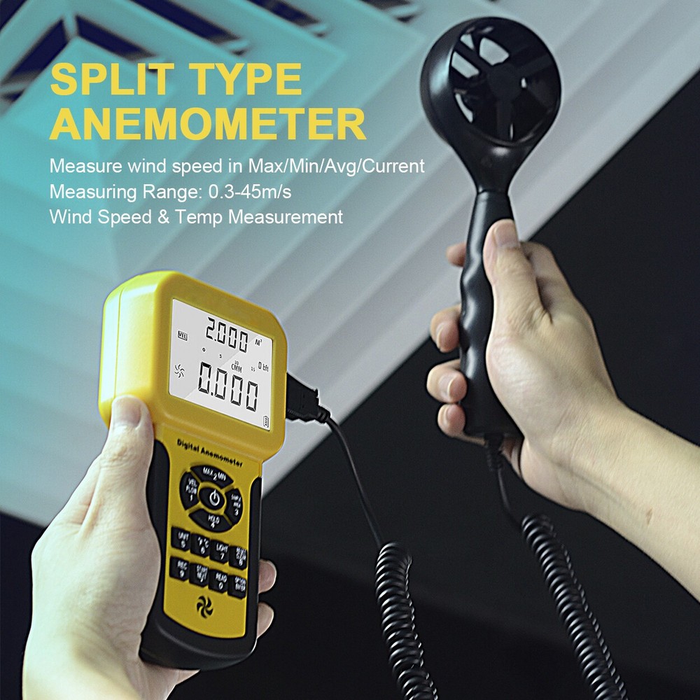 HoldPeak Digital Anemometer Wind Speed Air Flow Volume Meter with USB Data Logge