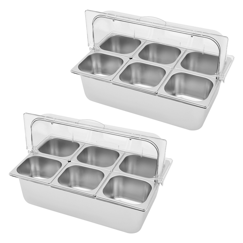 Cold Food Buffet Ice Serving Tray Cooled Condiment Serving Container with Lid