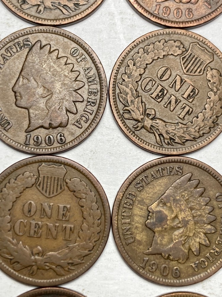 1906 INDIAN CENT ROLL, 50 nice condition (no problem) coins