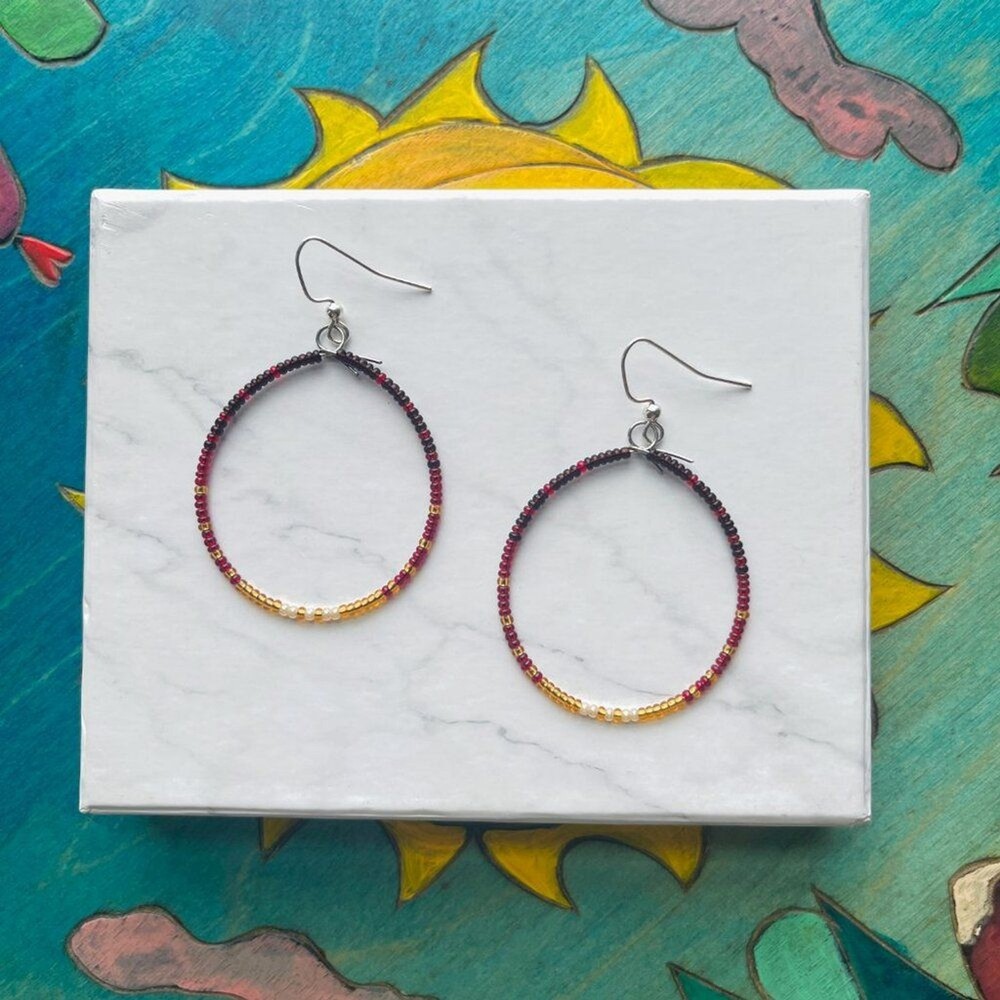 Autumn Gradient Bold Hand Beaded Tear Drop Earrings