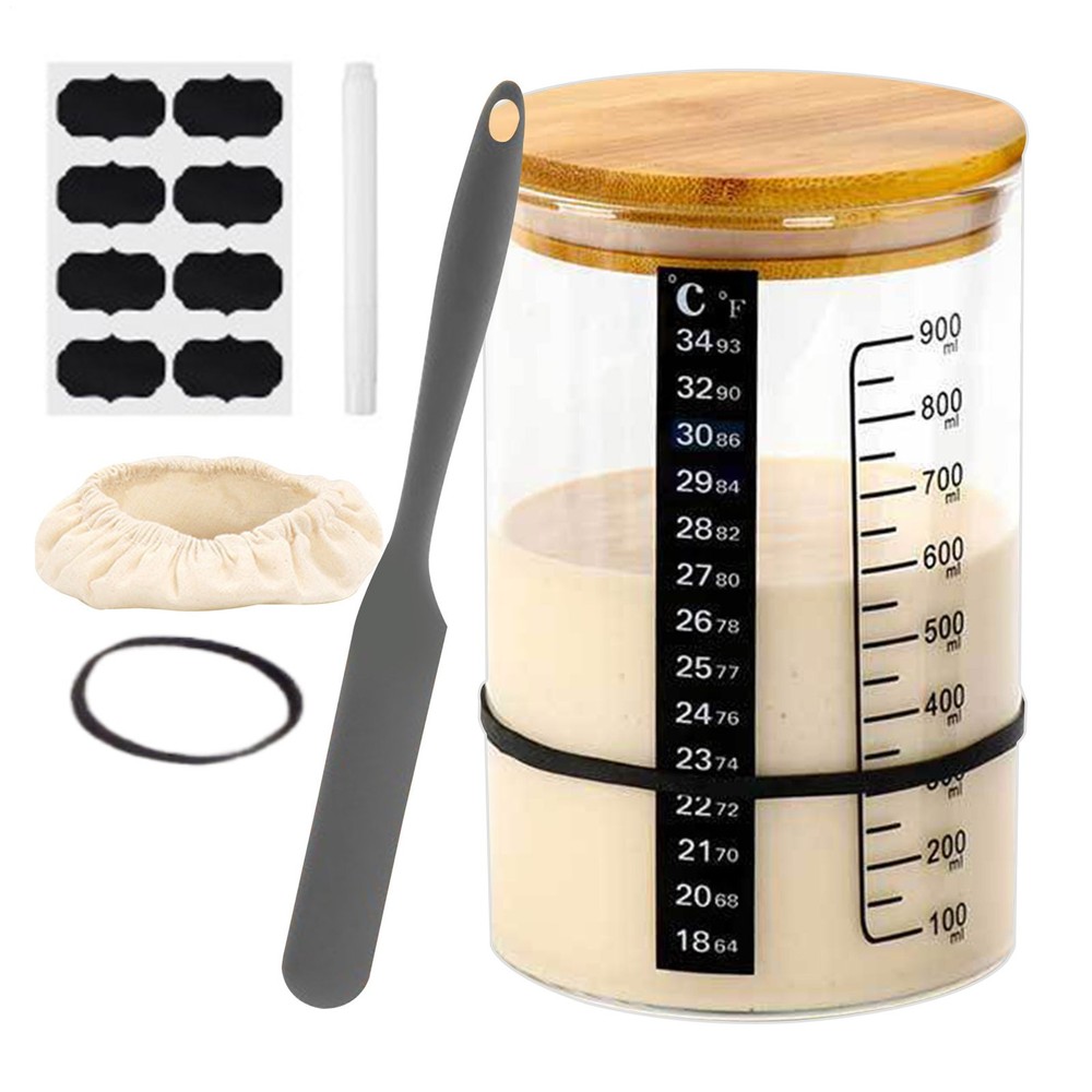 Bread Starter Jar Kitchen Fermentation Glass Set Multifunctional