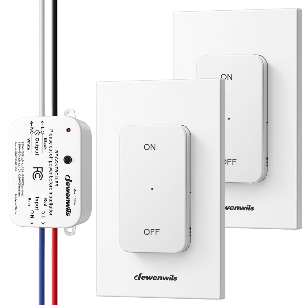 2 Pack Wireless Remote Light Switch, 15A, Magnetic Control, 100FT Range
