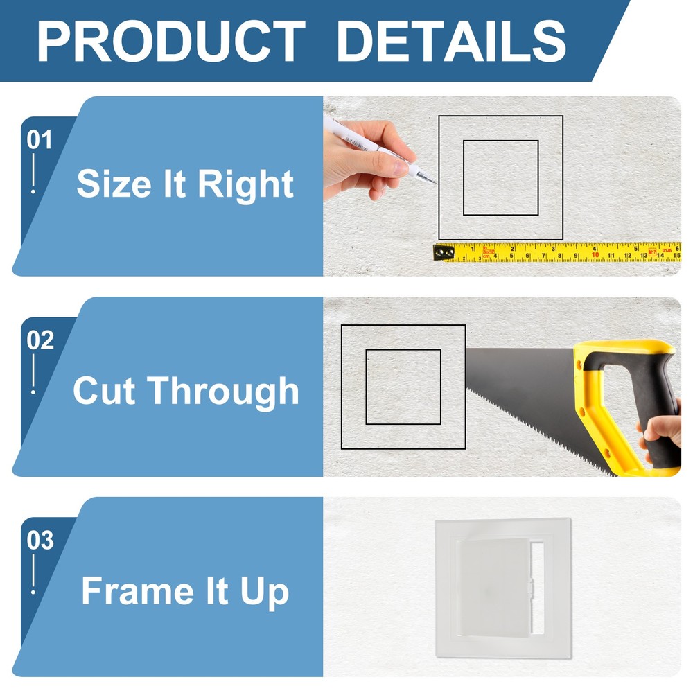 7.09x7.09 Inch(180x180mm) Removable Hinged Access Panel, 2Pcs Access Doors White